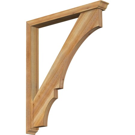 Ekena Millwork Balboa Traditional Rough Sawn Bracket w/ Offset Brace, Western Red Cedar, 4"W x 32"D x 38"H BKT0402X32X38BOA01RWR